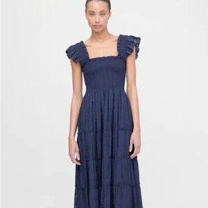 Hill House Chic Navy Maxi Dress with Ruffle Sleeves